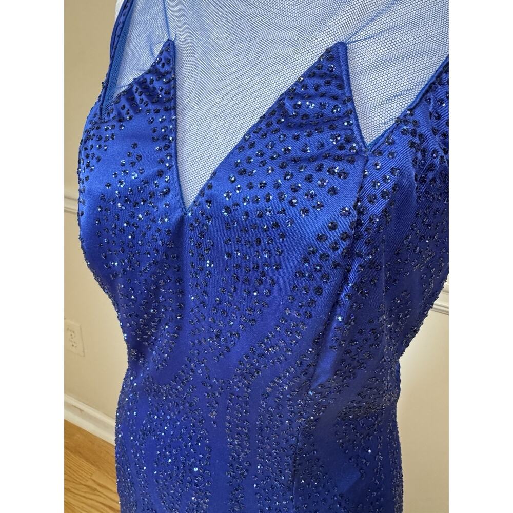 New Leaf by Samir Royal Blue Beaded Mermaid Evening Gown Size 11/12 - Picture 5 of 8